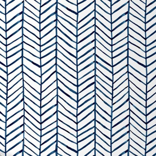 Tinicor Geometric Self Adhesive Wallpaper, Blue White Herringbone Stripes Wallpaper, Peel and Stick Wallpaper, Waterproof Vinyl Wall Paper for Christmas Decor Bedroom Bathroom Kitchen 44 × 1300 cm