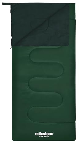 Sac de couchage Milestone Camping - Sac de couchage léger 2 saisons rectangulaire imperméable avec sac de transport - Idéal pour le camping, les voyages et les festivals