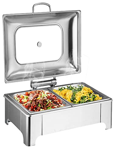 Genérico Servidor de Buffet de Calentador de Alimentos de 6L con Tapas de Vidrio en casa, Calentadores de Alimentos Calentadores de Buffet de Acero Inoxidable buffets, Banquetes