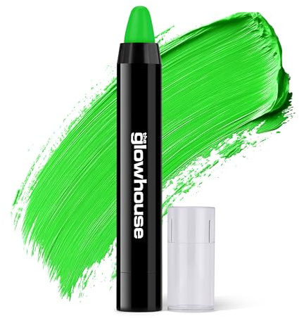 The Glowhouse Face Paint Sticks - Monochrome Black & White for Kids & Adults - Water Resistant Body Paint for Halloween, Fancy Dress, Festivals (Green)