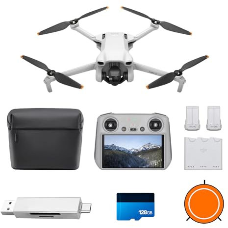 DJI Mini 3 Fly More Combo (DJI RC) Bundle 01- Lightweight 3x Mechanical Gimbal Mini Camera Drone with 4K HDR Video, 3 batteries for 114-min Flight Time, Vertical Shooting, 32800ft (10km)