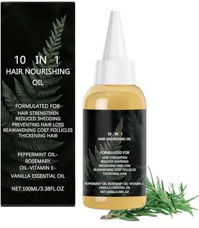 10 in 1 Haarwuchsöl, Hairgrowth Co 10 in 1 Mischung, Bio-Rosmarin- und Pfefferminzöl Stärkeres, längeres Haar, pflegt und repariert feines oder dünner werdendes Haar tiefenwirksam. (1 pc)