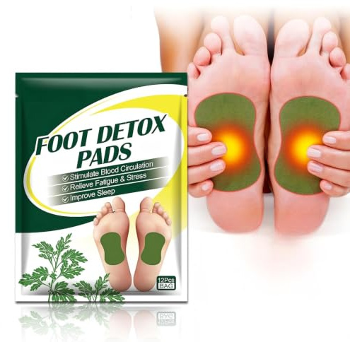 Parches Detox Pies, 12 unidades parche desintoxicantes para pie, aliviar el estrés y favorecer un sueño profundo, Parches Pies Para Personas De Talla Media Y Obesas, Aplicación Diaria