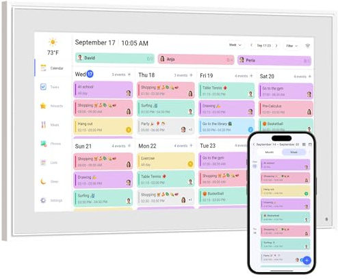 Smart Digital Kalender: 21,5-tums Elektronisk Väggkalender & Uppgiftstabell, Full HD Interaktiv Pekskärm för Familjeskedplaner, Sömlös Schemaläggning/Organisering - Vägg/Skrivbordsmonterad