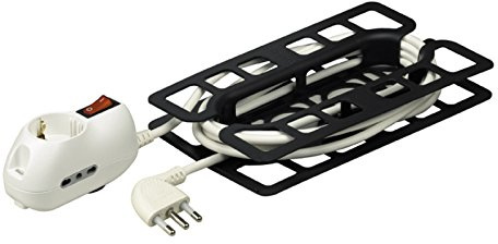 BTicino 3633DB Prolunga Domestica BTRE 2 P+T, 3x1,5 mmq, 2 Prese Bipasso 10/16A e 1 Presa Tedesca P30, Interruttore Luminoso, 3 m, Bianco