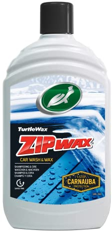 Turtle Wax 52883 Zip Wax Autoshampoo, 500 ml - Doppelwirkung: Konzentriertes Autowaschmittel und Carnauba-Autowachs – anzuwenden, waschen, abspülen und trocknen für einen Glanz wie im Ausstellungsraum