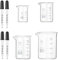 Hyber&Cara Becherglas niedrige Form mit Ausguss, Boro 3.3 Griffin-Becherglas 25 ml 50 ml 100 ml 200 ml mit 4 Stück 1 ml Glaspipette