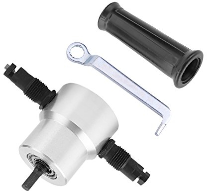 Taglierina per Metalli a Doppia Testa per roditrice per lamiere, utensile per Il Taglio di Metalli con Attacco Pneumatico per Trapano Elettrico per la Riparazione di Auto, Manutenzione