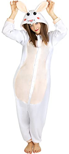 Funidelia | Disfraz de Conejo Onesie para Hombre y Mujer Talla M Animales - Color: Blanco - Divertidos Disfraces y complementos para Carnaval y Halloween