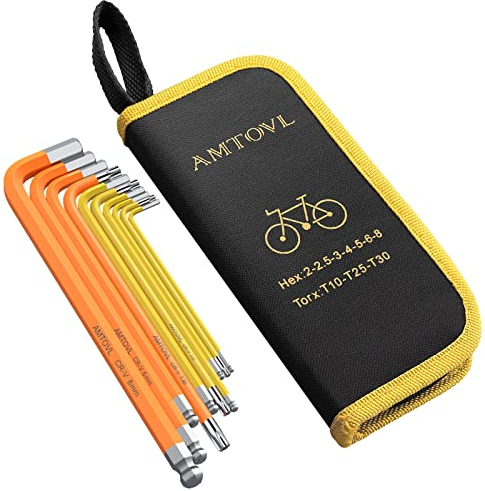 AMTOVL Innensechskant Satz, 10PCS Innensechskantschlüssel Metrisch Stern Kugelkopf Innensechskant Fahrrad Set Werkzeuge für die Fahrradreparatur