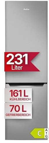 Amica Kühl Gefrierkombination freistehend Total NoFrost 170 x 54 x 59,1 cm 231 l Nutzinhalt VitControlPlus FreshZone elektronische Steuerung - Edelstahloptik