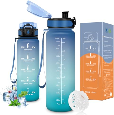 Vikaster Bottle, Trinkflasche 1l, Trinkflasche FahrradTrinkflasche Kohlensäure Geeignet, Sportflasche für Kinder, Fahrrad Schule, Fitness, Outdoor.