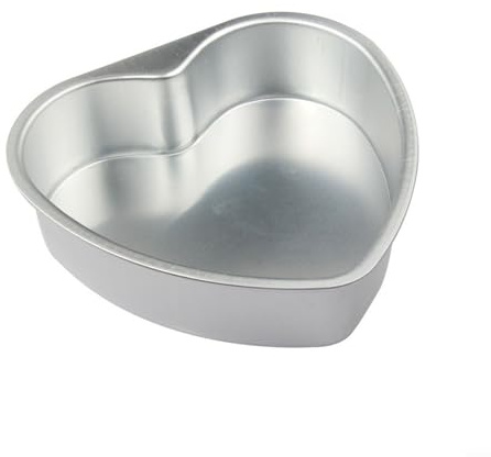 HEBEOT Teglia da forno in alluminio antiaderente a forma di cuore da 7,6-25,4 cm, con fondo rimovibile per cottura (15,2 cm)