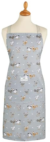 Cooksmart Hen House Lane Apron | British Designed 100% Cotton Kitchen Apron | Farmhouse-Inspired Sage Grey Design | Hardwearing & Stylish Cooking Aprons | Machine Washable