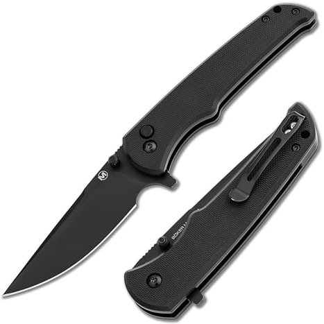 BÖKER MAGNUM® Blackjay Flipper Messer – taktisches Einhandmesser schwarz mit Button Lock– Flipper Taschenmesser mit Clip – 1 Hand Klappmesser mit Daumenpin – Tactical Knife in Geschenk-Box