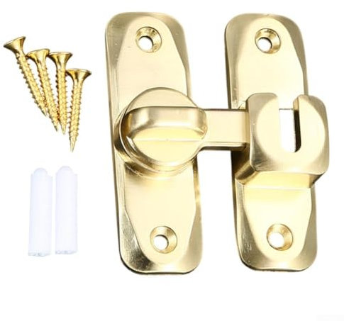 Cerradura de puerta corredera de granero con operación de doble ángulo, instalación rápida y características de seguridad añadidas (dorado)