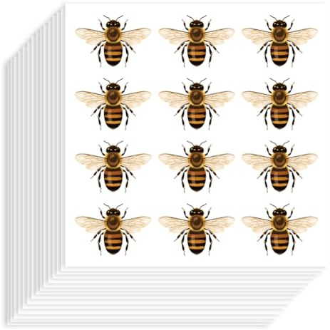 Hobbspring 240Pcs Bee Stickers 90x90mm Self-Adhesive Paper Decorative Stickers Waterproof Bumble Bee Planner Decals for Scrapbook Calendar Journals Crafting Party Bag Decor