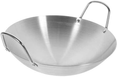 Ipetboom Olla Multifuncional Sartén Fácil de Limpiar de Acero Inoxidable Fondo Redondo y Asa Adecuado para Hacer Bbq y Freír Papas