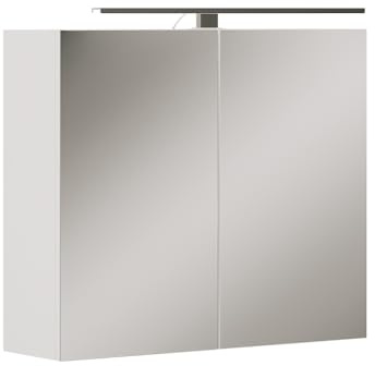 Vicco Specchio contenitore bagno Lavio, Bianco, 70 x 60 cm | con illuminazione a LED, con ripiano integrato e illuminazione a LED