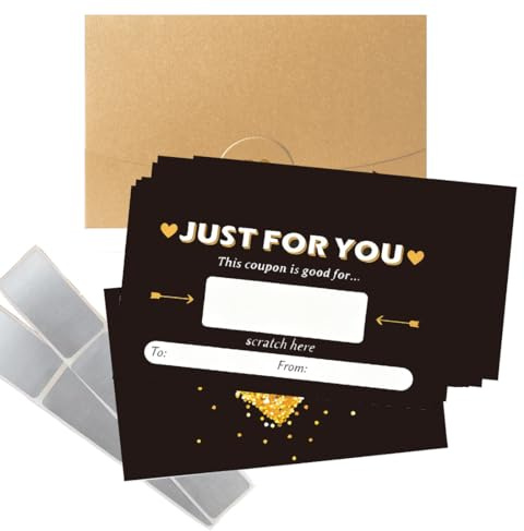 ROKZELT 20pcs Tarjeta Regalo Rasca y Gana - Golden Ticket - Tarjetas personalizadas para Rellenar - Regalo Personalizado Vale, Ideas de Regalo Únicas para Cumpleaños, Navidad, Aniversario