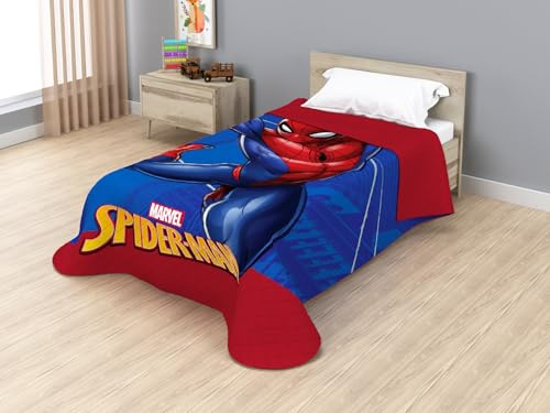 Disney Colcha Bouti Infantil Cama 90, 170x250 cm, Termosellada, Relleno Microfibra 100 g/m², Colcha Ligera Entretiempo (Spiderman JE14475VL)