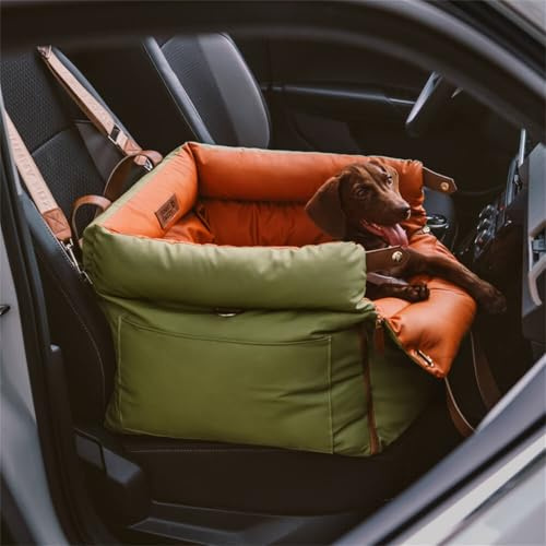 FUNNYFUZZY Luxury Dog Car Seat for Small Medium Dogs up to 35lbs, Green