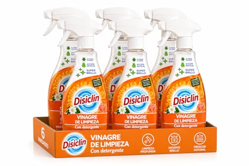 Disiclín Vinagre de Limpieza con Detergente Spray Aroma Naranja – Pack de 6 Unidades | Limpieza Profunda y Brillo Natural