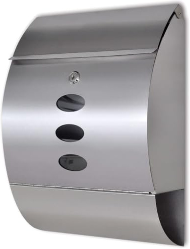 sephironlbb Buzón de acero inoxidable con cerradura y llave, resistente a la intemperie, con ventana, rollo para periódicos y ranura para la pared, ideal para puerta de casa, jardín, valla