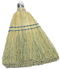 Rubbermaid Commercial 12 Inch Corn Whisk Broom, Yellow, Flagged Natural Bristles for Multi-Surface Sweeping, Remove Dirt and Debris from Porches, Floors Decks, Driveways, Sidewalks