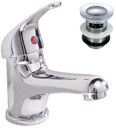 Nes Home Basin Sink Tap Chrome Mono Mixer Single Lever Handle Bath Filler (Basin Mono with Waste)