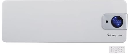 BEPER P203TER100Wand- Heizlüfter, 2000W, Einstellbarer Thermostat, 24h oder Wochentimer, Lüftungsfunktion, IP22 Wasserschutz, Wandbefestigungsset inklusive P203TER100 weiß