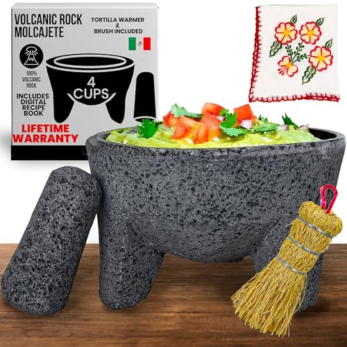 The Original Molcajete Mexicano Bowl Handmade of Authentic Lava Rock in Mexico - Molcajete de Piedra volcanica - Mexican Volcanic Mortar Pestle - Authentic Lava Rock