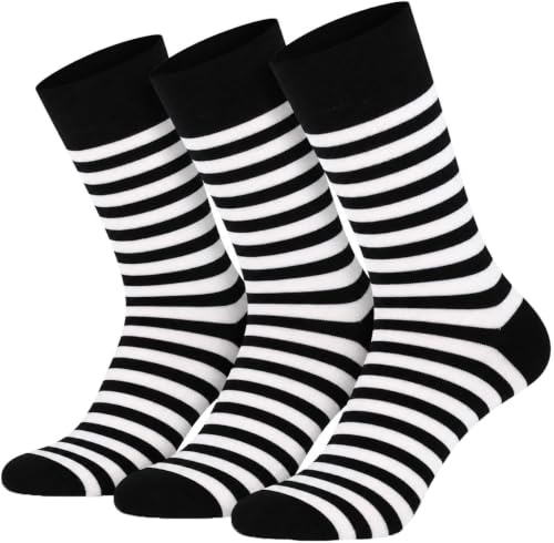 Mysocks Unisex Socks 3 Pairs Pack Stripe White Black