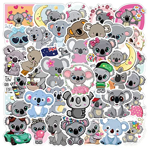 AUCEKO 50 Stück Aufkleber Pack Koala Koala Bär Tier Sticker Set wasserdichte Vinyl Sticker für Laptop Kinder Autos Motorrad Fahrrad Skateboard Gepäck Koffer Computer Aufkleber Graffiti Decal