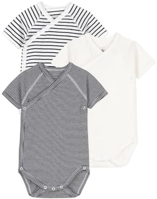 Petit Bateau A097H, Body neonato manica corta Unisex - Bimbi 0-24, Variante 1, 3 mesi