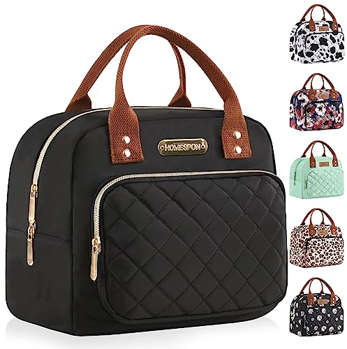 HOMESPON Isolierte Lunchtasche für Frauen Männer Arbeit Erwachsene Kühltasche Lunchbox Behälter (Goldenes Schwarz)