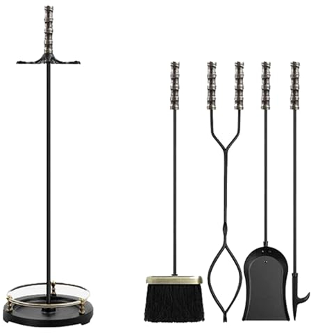 JLXJYS Set di Strumenti per caminetto da 76 cm/30 Pollici per Interni Esterni, Kit di Attrezzi per caminetti con pinze, Pala, Scopa, Mazza, Set di Accessori in ghisa per Il focolare della Stufa