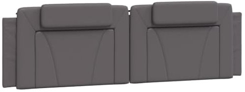 vidaXL Kissen für Kopfteil Viana, Rückenpolster Polster für Bettkopfteil, Rückenkissen Lesekissen Polsterkopfteil Wandkissen, Grau 180cm Kunstleder