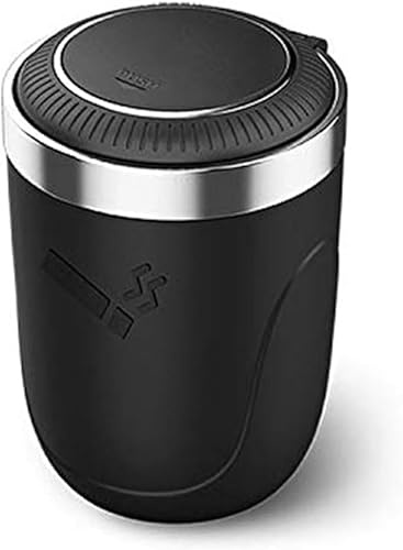 ZHAOWLI Portacenere Auto per Fiat Tipo 500 500L 500X Ducato, Portatile Posacenere con Coperchio e LED Luminoso Rimovibile Facile da Pulire,A-Black