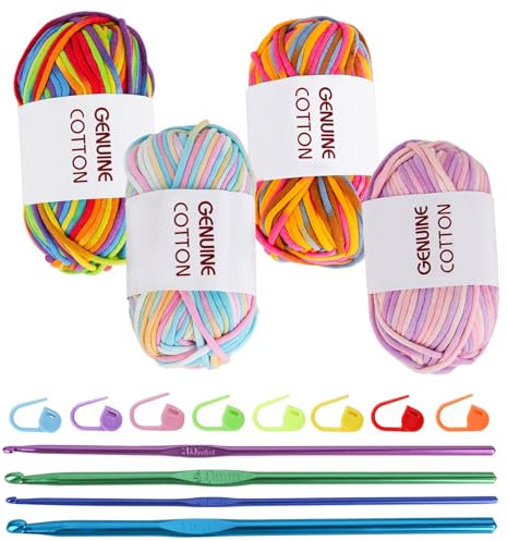 elthmpr Wolle zum Häkeln Dickes Garn - Häkelgarn für Anfänger 4 Stück Dicke Wolle Zum Stricken Häkelwolle 50g Easy Yarn für Anfänger Baumwoll-Nylon-Garn Baumwolle zum Stricken für Häkeln Stricken