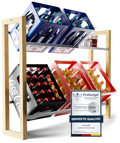 MANUMA® Getränkekistenregal ANTON - Kistenregal mit maximaler Stabilität - elegantes Getränkeregal aus Holz für dein Zuhause - Regale für Getränkekisten für bis zu 6 Kisten - Getränkekistenhalter
