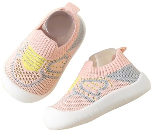 Aggroot Neonato Scarpine,Bambino Scarpe Bimbi per Primi Passi Antiscivolo Bambino con Suola Traspiranti Pantofole Bambino Unisex Scarpe,Rosa,19/20 EU=CN12.5