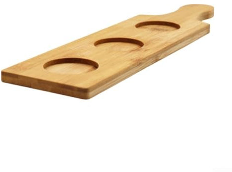 Vassoio per bicchieri da vino in legno naturale, porta birra poroso da bar, con base antiscivolo, elegante e minimalista per degustazioni/riunioni (3 fori)