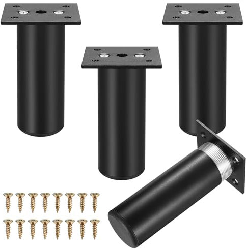 pzihao 4 Pcs Patas para Muebles Regulables, Patas Regulables para Muebles, Pies Niveladores Ajustables 10-11.5 cm, Ppatas Nivelador para Mesa Silla Sofá Cama Pies, con Tornillos