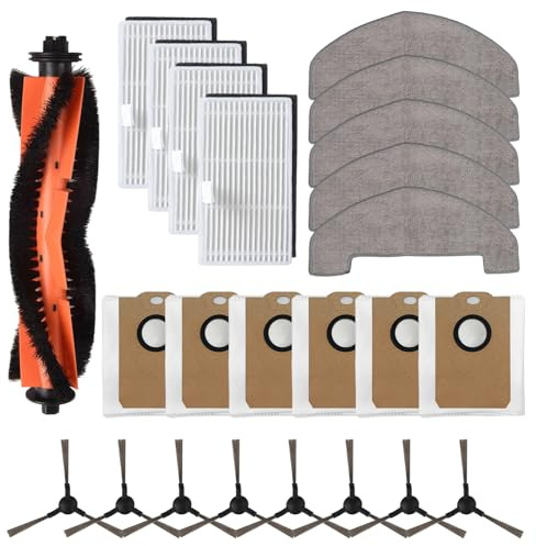 Staubsauger-Ersatzteil-Set passend für MONSGA MS1 MAX Roboter-Staubsauger, Staubsaugerzubehör passend für MONSGA MS1 MAX Roboter-Staubsauger, Hauptbürste, Wischtuch, Filter, Staubbeutel, Seitenbürste