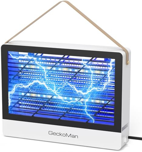 GeckoMan LED Fly Zapper Electric Fly Killer Catcher Bug Zapper for Home Kitchen Indoor UK, Energy-Saving Max-Attract Hybrid-Spectrum Tube • 10-Yr Life, Enhanced High-Volt Instant Kill