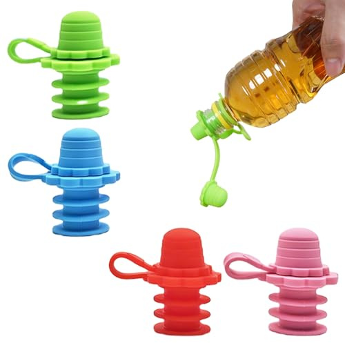 Lot de 4 bouchons de bouteille en silicone - Adaptateur de bec verseur - Embout anti-fuite - Embout de rechange pour bouteille d'eau - Embout pour bouteille d'eau pour enfants - Bouchon universel