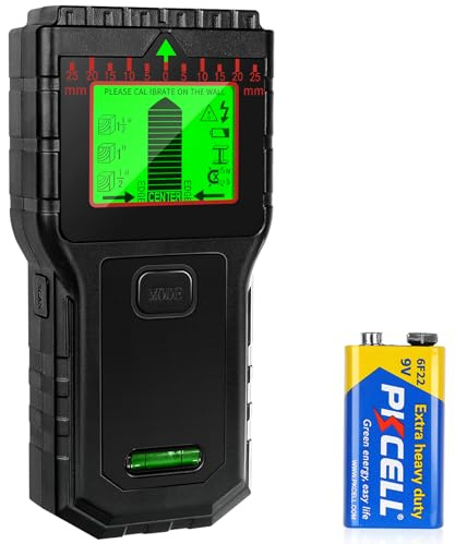 Detector Cables y Tuberias - Escáner Multifunción con Pantalla LCD y Alarma Sonora, Detector de Cables y Metales para Madera, Tuberías, Vigas y Cables de Corriente(Negro)
