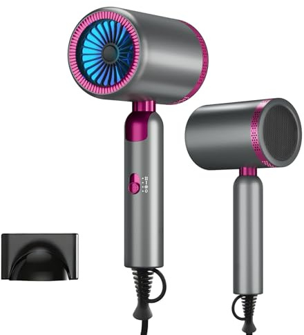 Hair Dryer for Women & Men, 1800W Foldable Ionic Hairdryer, Compact & Lightweight Blow Dryer with Even Heat, Ceramic Tec, No Heat Damage, Fast Drying, Anti Frizz, Foldable Hair Dryers