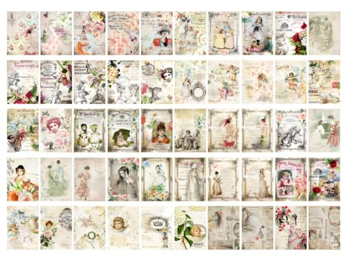 Papel para álbumes de recortes, 100 hojas de papel decorativo vintage, suministros para hacer diarios basura, manualidades con tarjetas de decoupage.